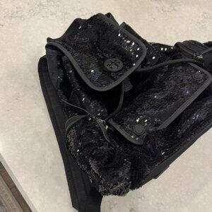 Tory Burch Scout Sequin Backpack Black